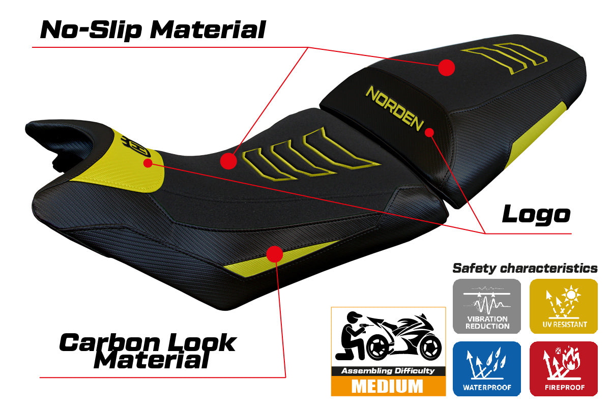 Husqvarna Norden 901 2022-2025 Seat Cover Tappezzeria Italia Ultragrip in Yellow and Black