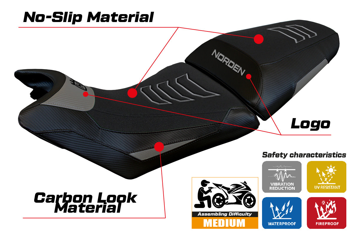 Husqvarna Norden 901 2022-2025 Seat Cover Tappezzeria Italia Ultragrip in Grey and Black