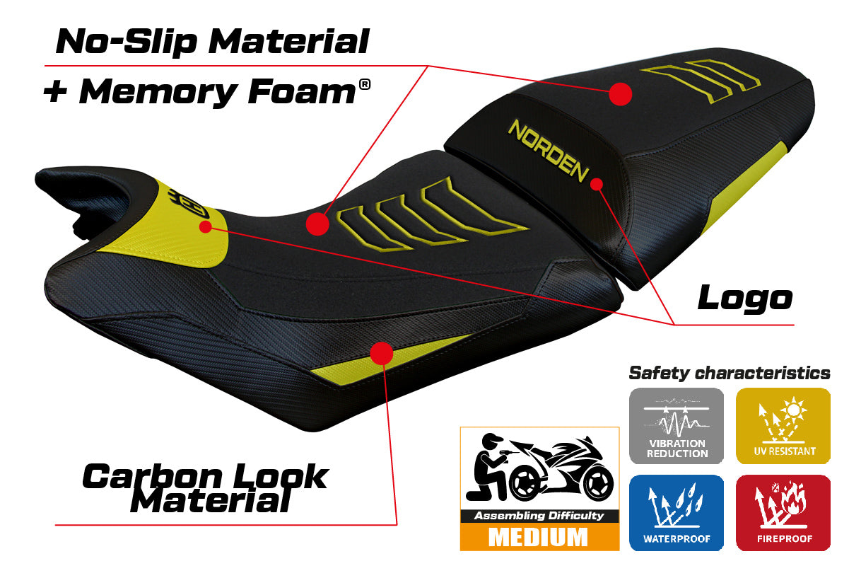 Husqvarna Norden 901 2022-2025 Seat Cover Tappezzeria Italia Comfort Heated in Yellow