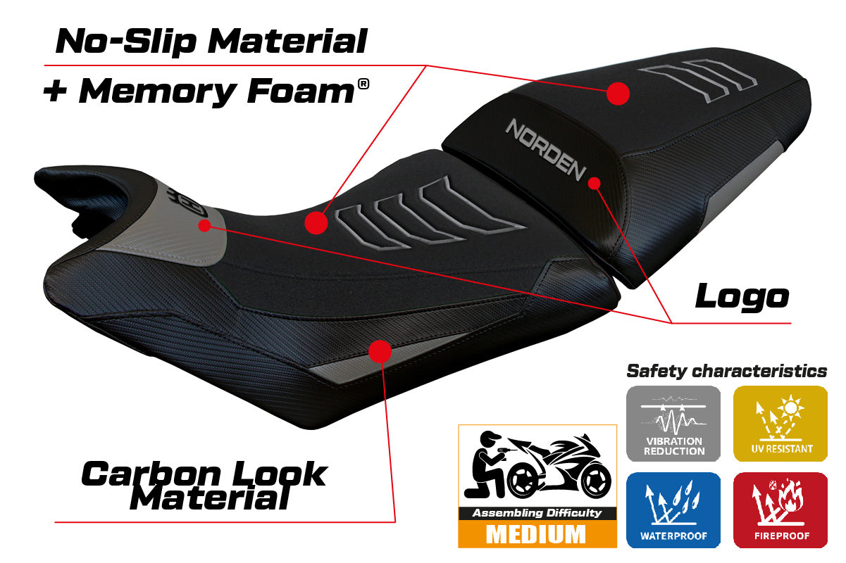 Husqvarna Norden 901 2022-2025 Seat Cover Tappezzeria Italia Comfort in Ultragrip Grey