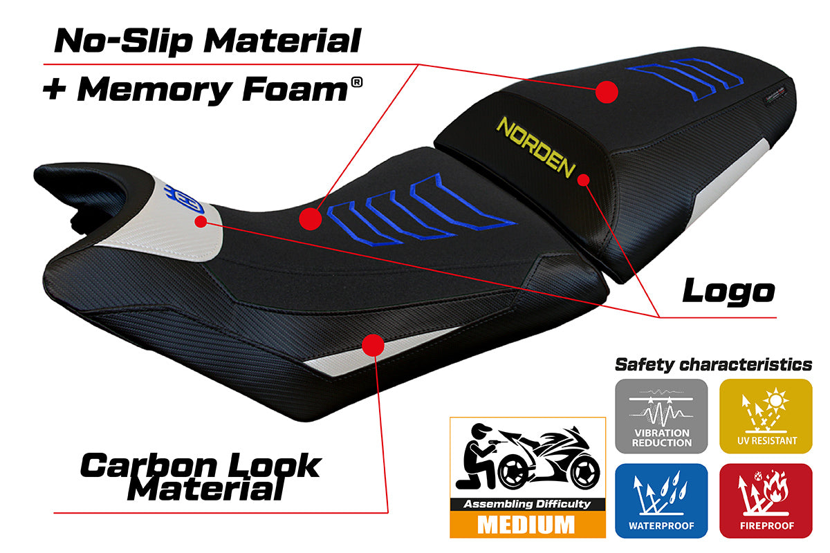 Husqvarna Norden 901 2022-2025 Seat Cover Tappezzeria Italia Comfort Ultragrip in White Bl