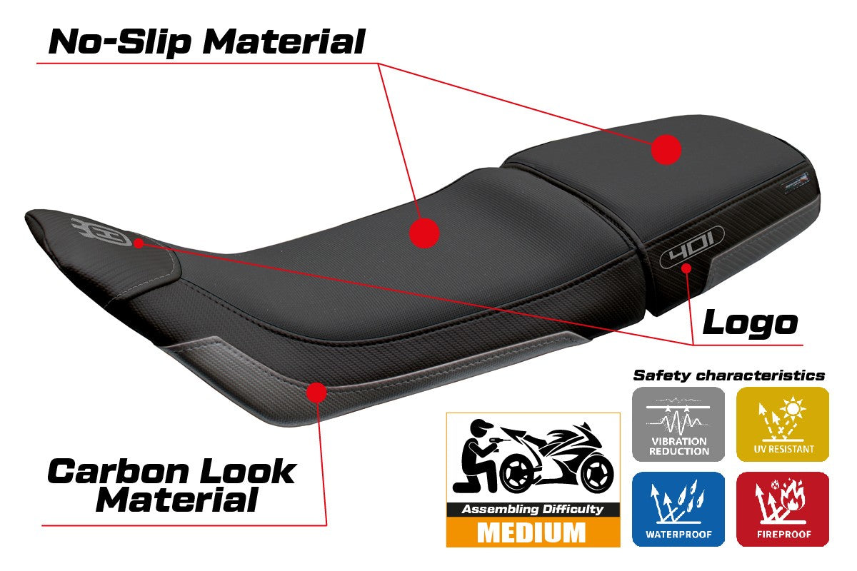 Husqvarna Svartpilen 401 2018-2021 2022 2023 Seat Cover Tappezzeria Grey Black