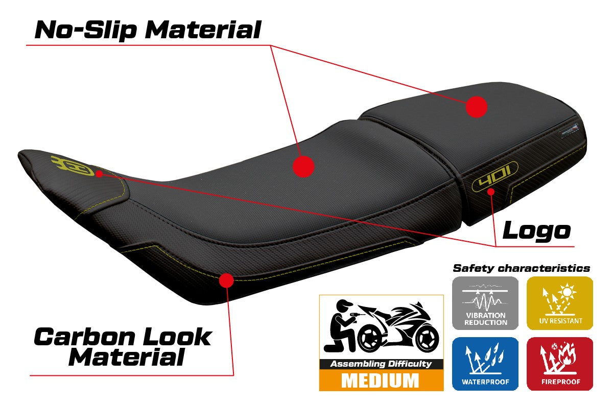 Husqvarna Svartpilen 401 2018-2021 2022 2023 Seat Cover Tappezzeria Yellow Black