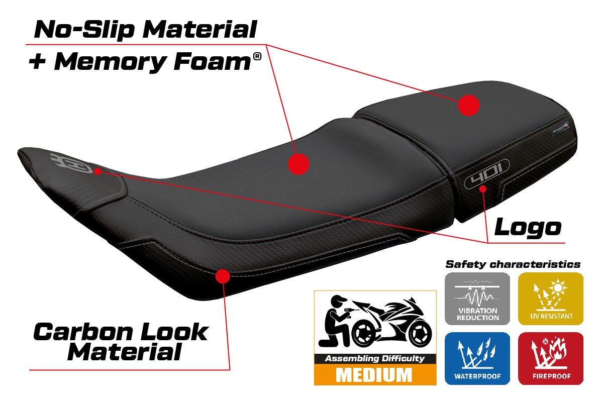 Husqvarna Svartpilen 401 2018-2022 2023 Seat Cover Tappezzeria Comfort Black