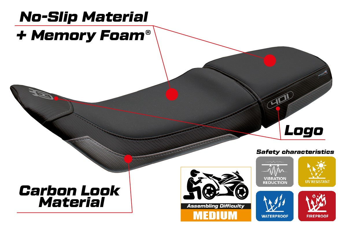 Husqvarna Svartpilen 401 2018-2023 Seat Cover Tappezzeria Comfort Grey Black