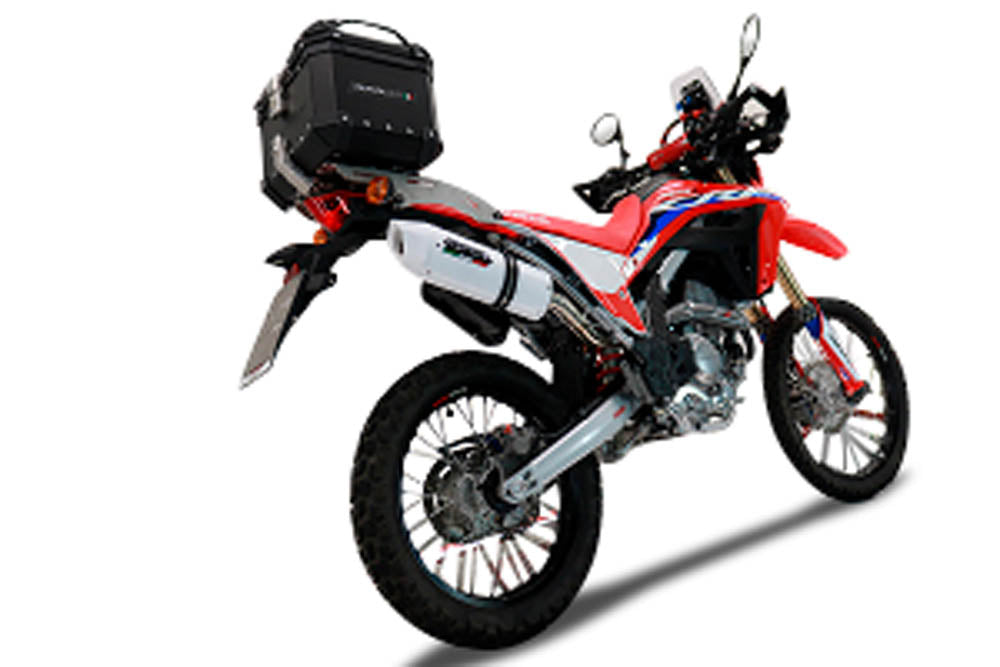 Honda CRF 300 Rally 2021-2023 GPR Tech 35L Aluminum Top Case, Black, with roof rack and mounting plate