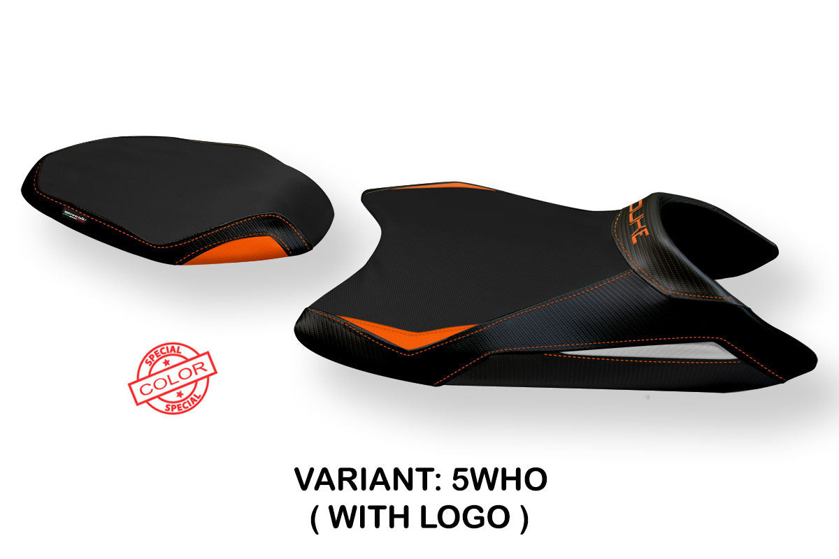 KTM 890 Duke 2021-2024 Seat Cover Tappezzeria Italia in White, Orange, and Black
