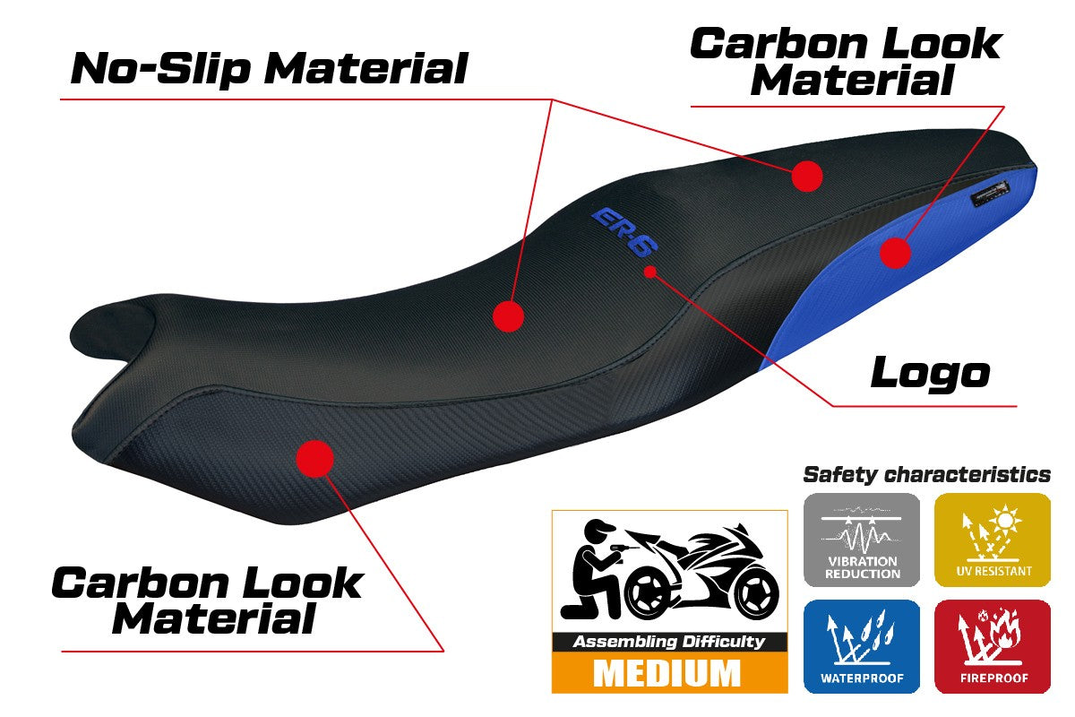 Kawasaki ER 6N / ER 6F 2005-2009 2010 2011 Seat Cover Tappezzeria Blue Black