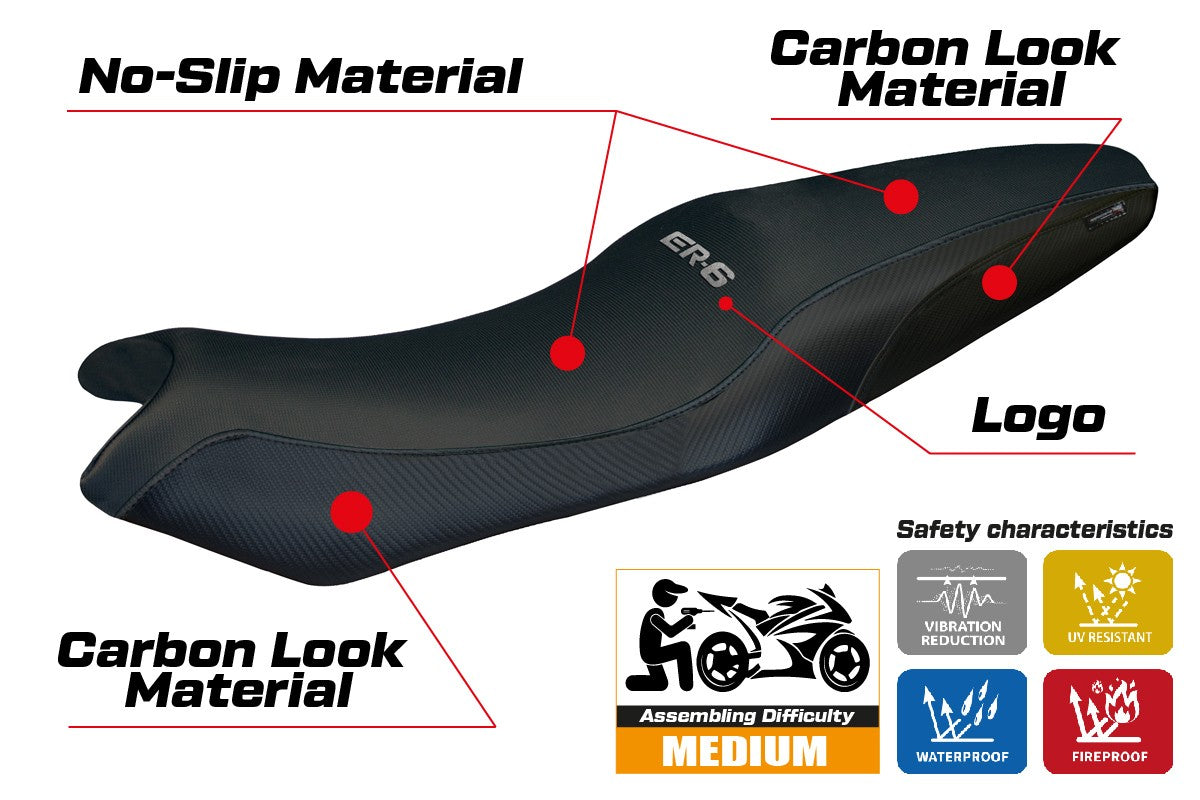Kawasaki ER 6N / ER 6F 2005-2008 2009 2010 2011 Seat Cover Tappezzeria Black