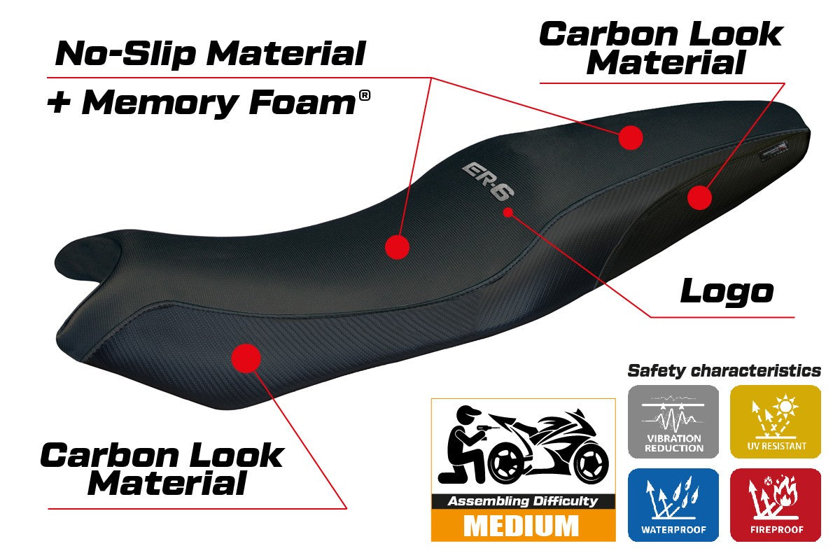 Kawasaki ER 6N / ER 6F 2005-2009 2010 2011 Seat Cover Tappezzeria Comfort Black