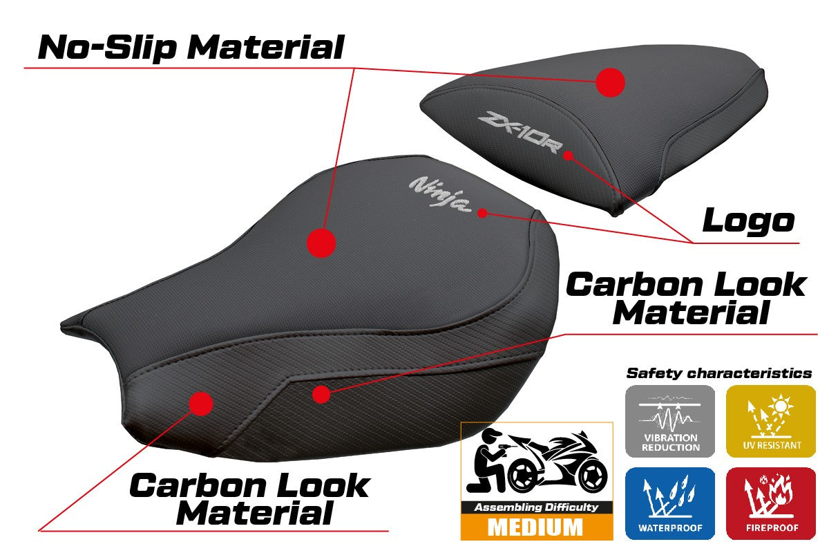 Kawasaki Ninja ZX 10 R 2006-2007 Seat Cover Tappezzeria Black