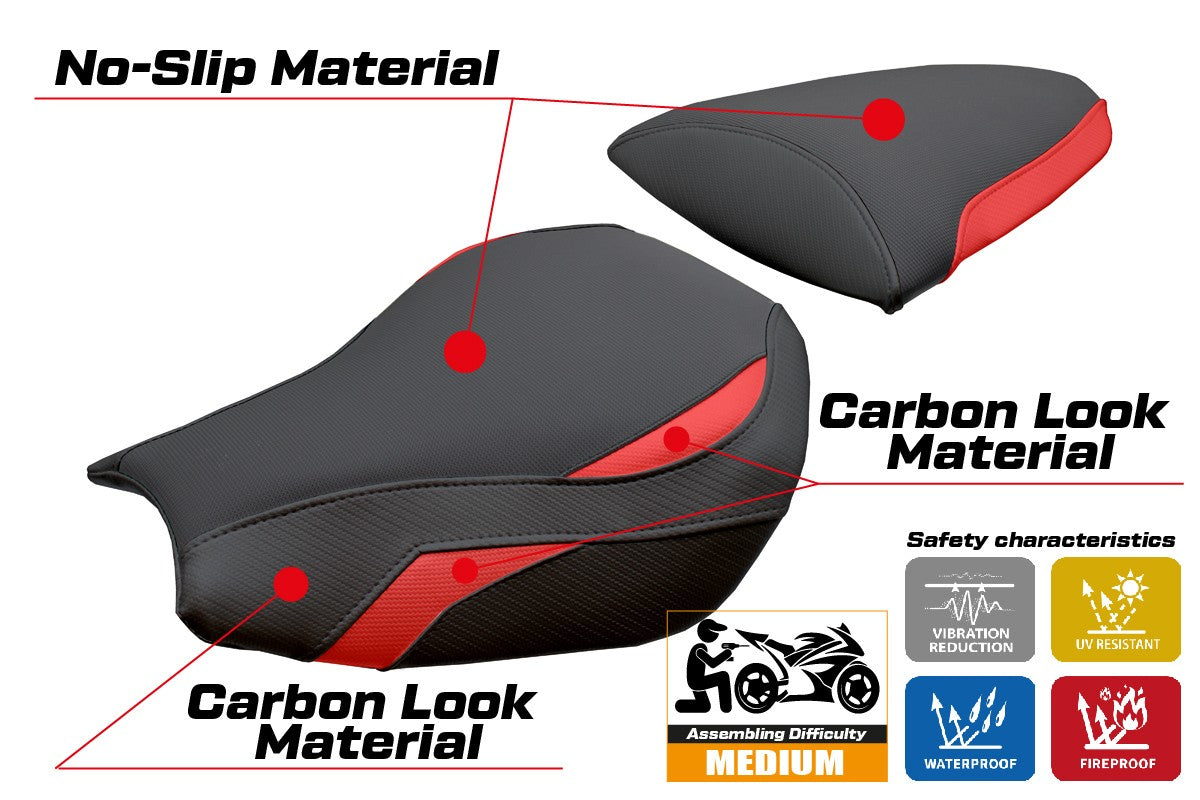 Kawasaki Ninja ZX 10 R 2006-2007 Seat Cover Tappezzeria Red Black