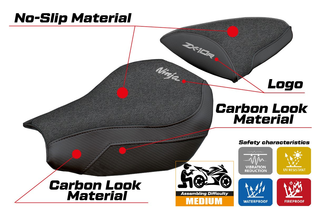 Kawasaki Ninja ZX 10 R 2006-2007 Seat Cover Tappezzeria Ultragrip Black