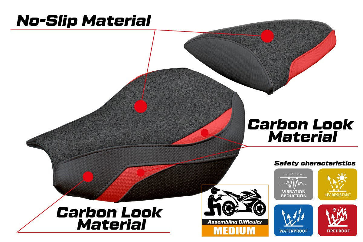 Kawasaki Ninja ZX 10 R 2006-2007 Seat Cover Tappezzeria Ultragrip Red Black