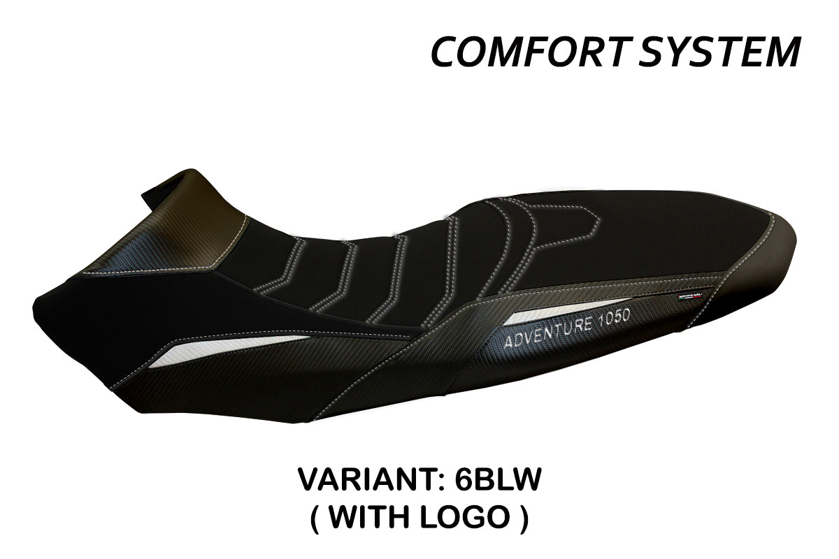 KTM 1050 Adventure 2015-2016 Seat Cover Tappezzeria Italia Comfort in Black and White SE