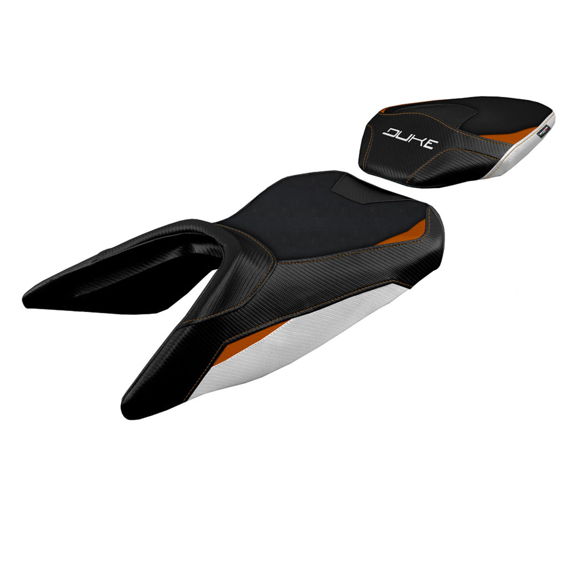 KTM 125 Duke 2017-2025 Seat Cover Tappezzeria Italia in White, Orange and Black