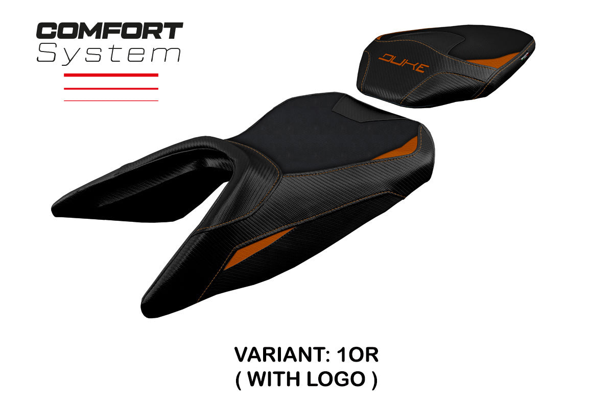 KTM 125 Duke 2017-2025 Seat Cover Tappezzeria Italia Comfort in Orange and Black