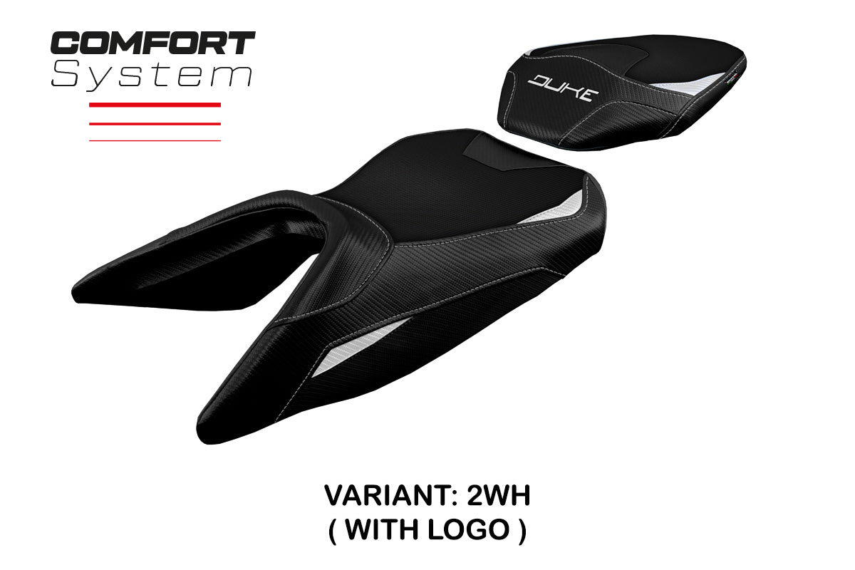 KTM 125 Duke 2017-2025 Seat Cover Tappezzeria Italia Comfort in White and Black