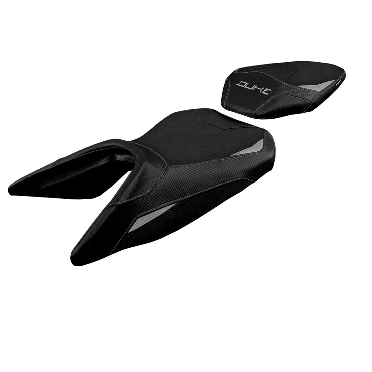 KTM 125 Duke 2017-2025 Seat Cover Tappezzeria Italia Ultragrip in Silver and Black
