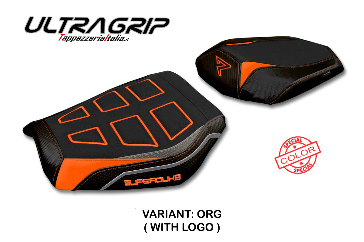 KTM 1390 Super Duke R 2024-2025 Seat Cover Tappezzeria Italia Ultragrip in Orange Grey and Black