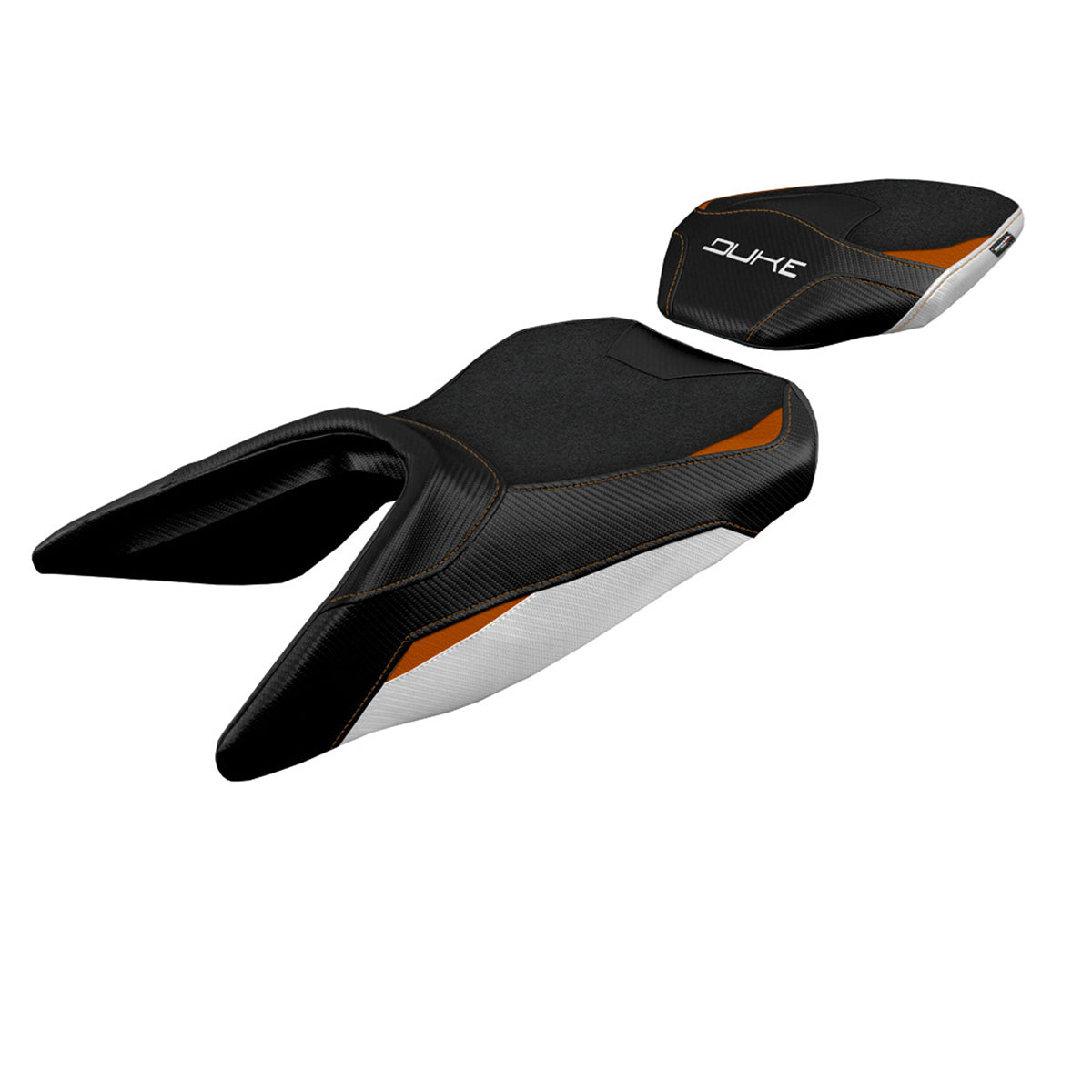 KTM 250 Duke 2017-2023 Seat Cover Tappezzeria Italia Ultragrip in White and Orange