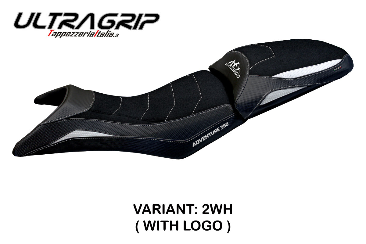 KTM 390 Adventure 2020-2025 Seat Cover Tappezzeria Italia Ultragrip in White and Black