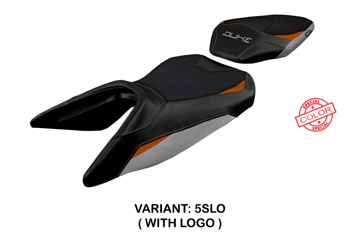 KTM 390 Duke 2017-2023 Seat Cover Tappezzeria Italia in Silver, Orange, and Black