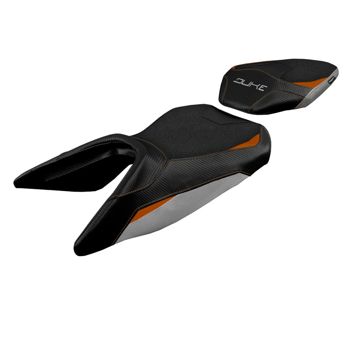 KTM 390 Duke 2017-2023 Seat Cover Tappezzeria Italia Ultragrip in Silver and Orange
