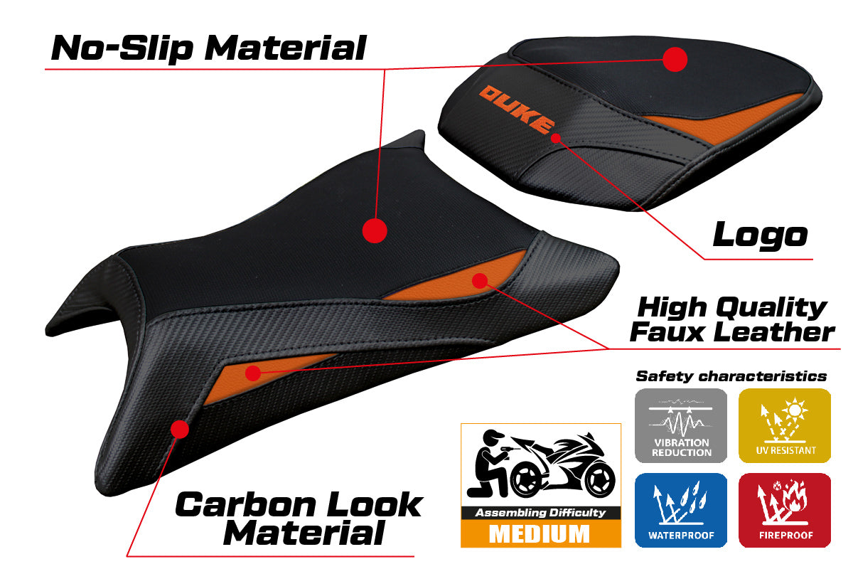 KTM 390 Duke 2024 2025 Seat Cover Tappezzeria Black Orange