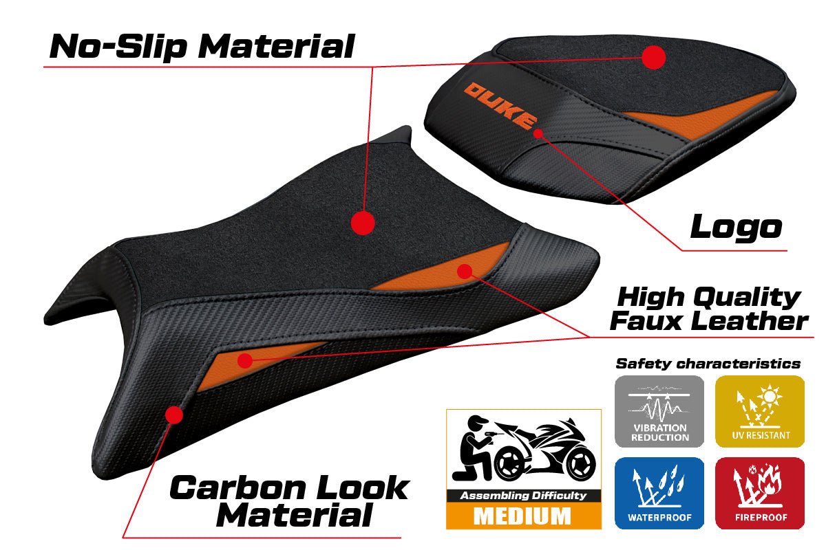 KTM 390 Duke 2024 2025 Seat Cover Tappezzeria Ultragrip Black Orange
