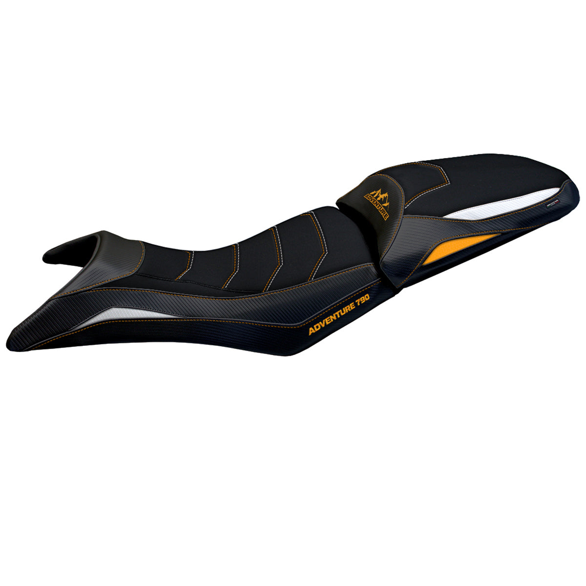 KTM 790 Adventure S 2019-2020 Seat Cover Tappezzeria Italia Comfort in White, Orange, and Black