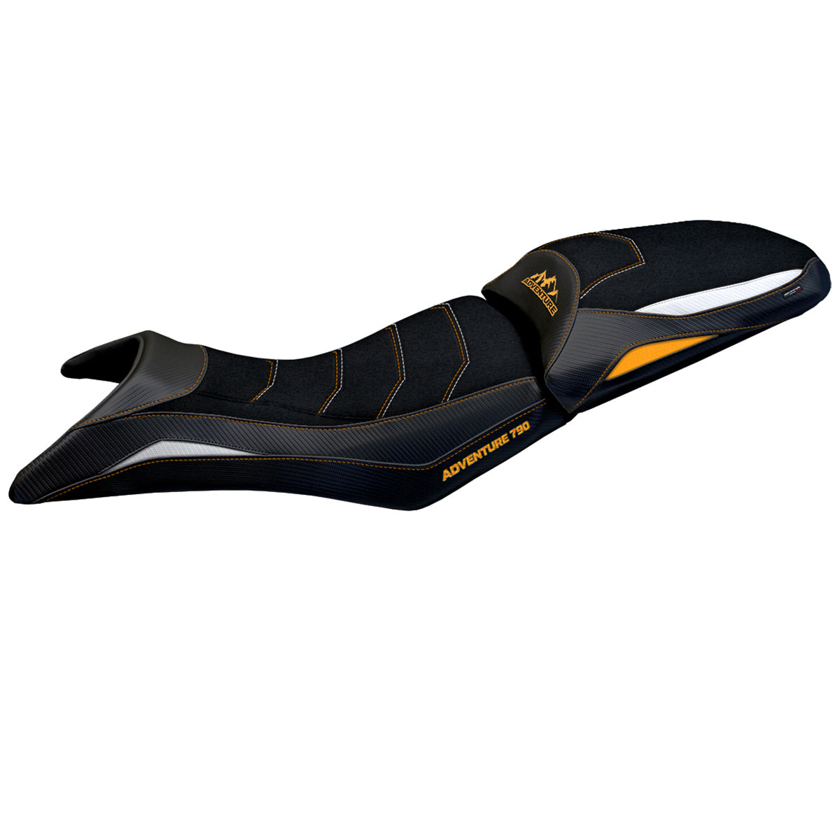 KTM 790 Adventure S 2019-2020 Seat Cover Tappezzeria Italia Ultragrip in White and Orange