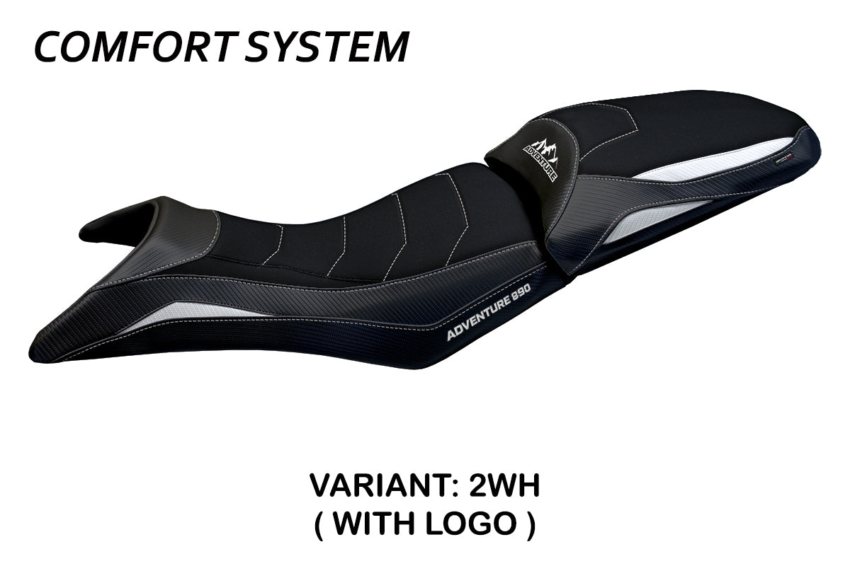 KTM 890 Adventure 2021-2025 Seat Cover Tappezzeria Italia Comfort in White and Black