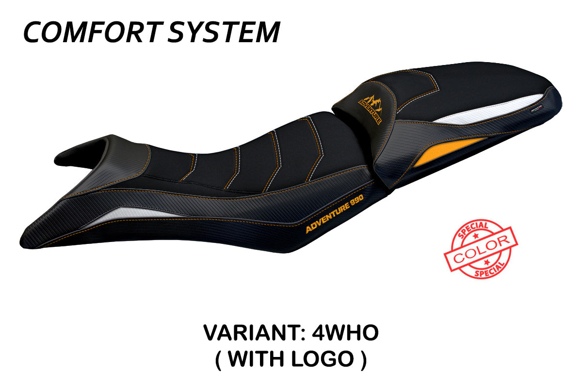 KTM 890 Adventure 2021-2025 Seat Cover Tappezzeria Italia Comfort in White and Orange