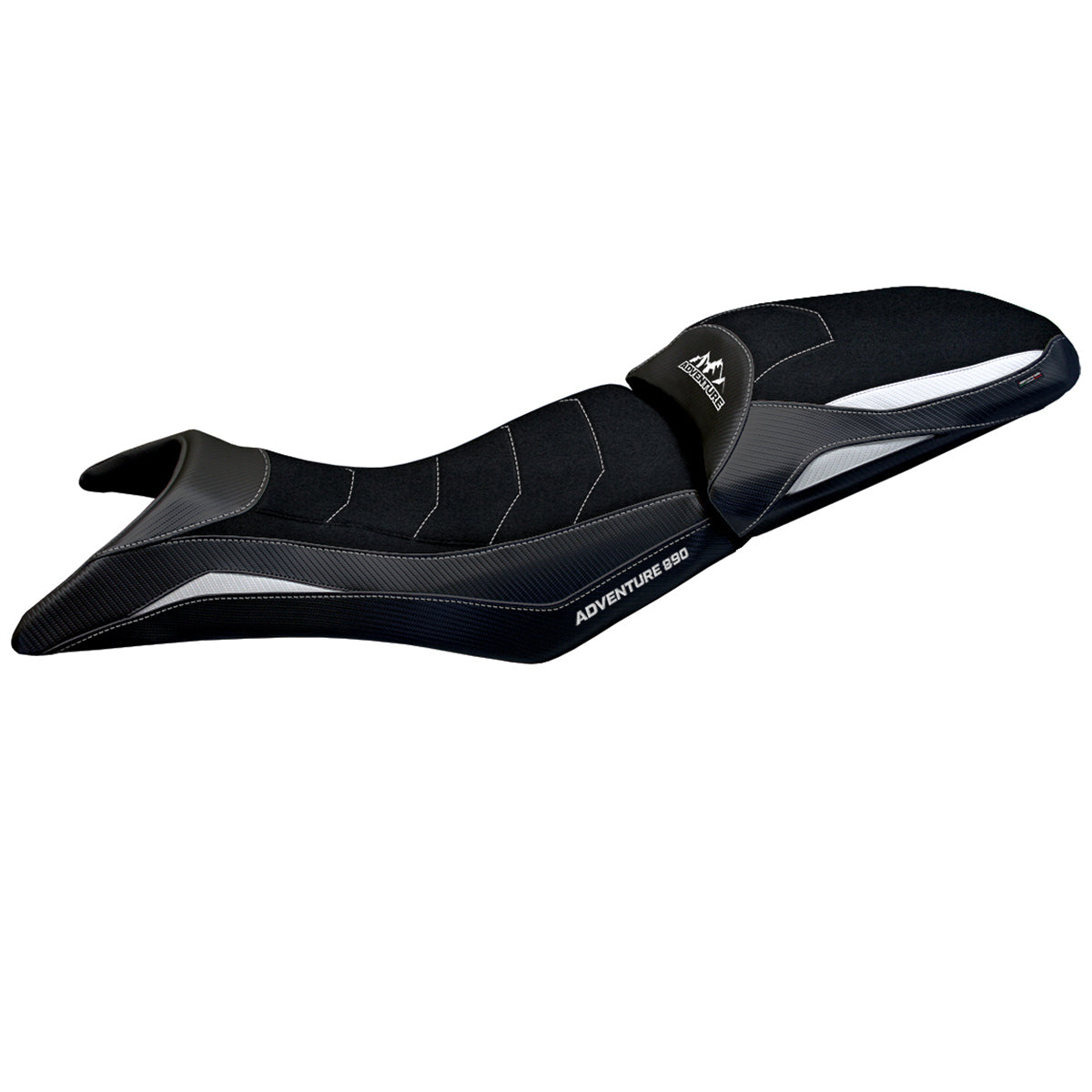KTM 890 Adventure 2021-2025 Seat Cover Tappezzeria Italia Ultragrip in White and Black