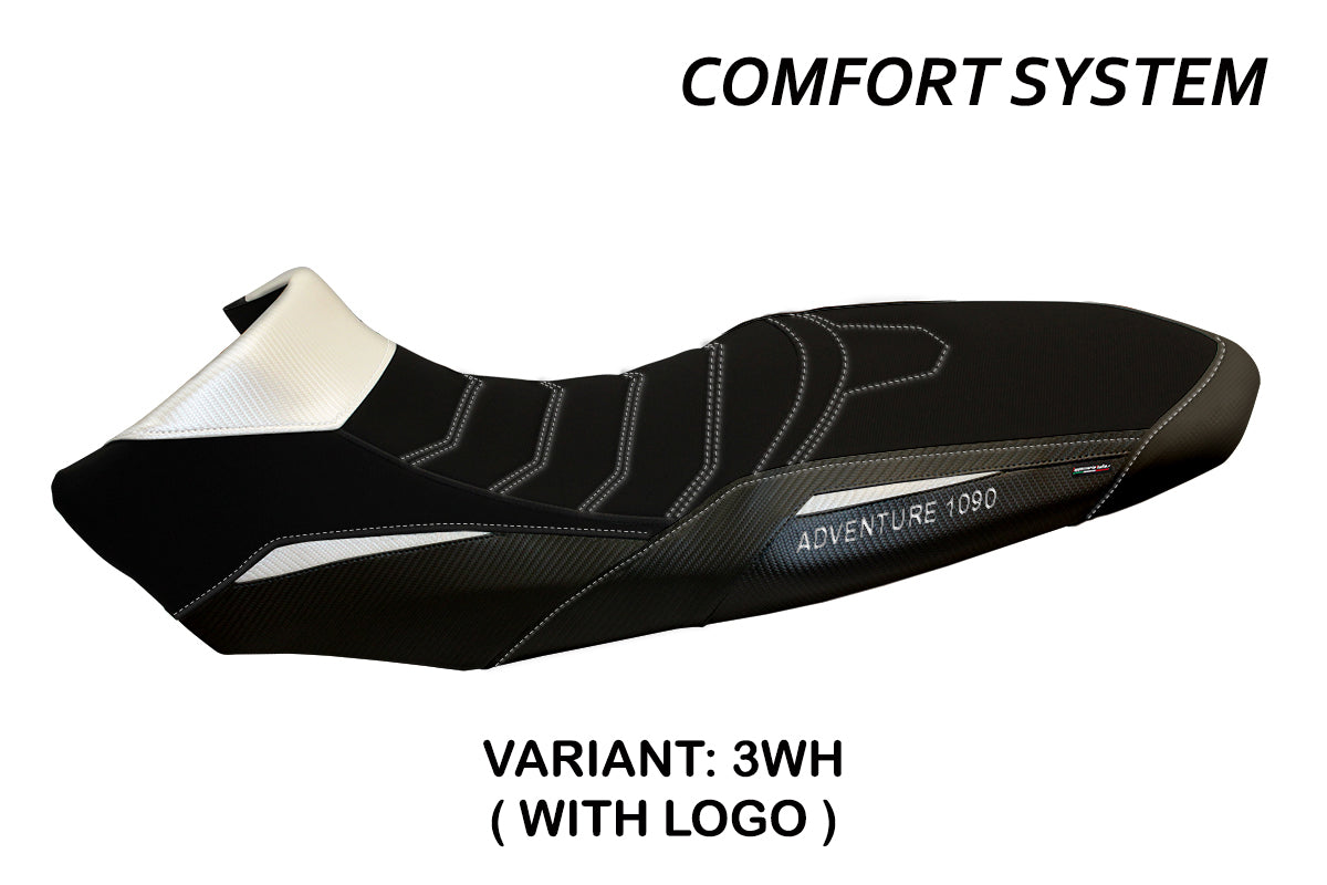 KTM 1090 Adventure R 2017-2019 Seat Cover Tappezzeria Italia in Comfort in White and Black