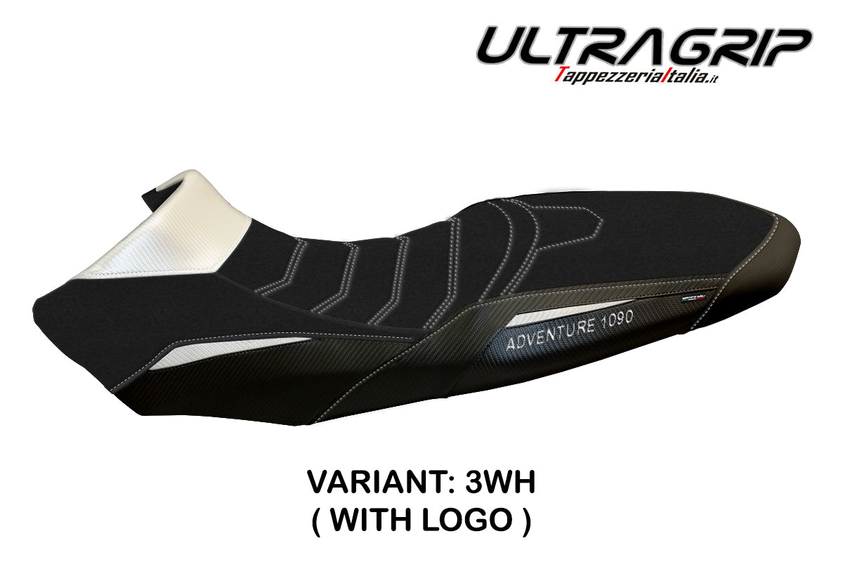KTM 1090 Adventure R 2017-2019 Seat Cover Tappezzeria Italia Ultragrip in White and Black