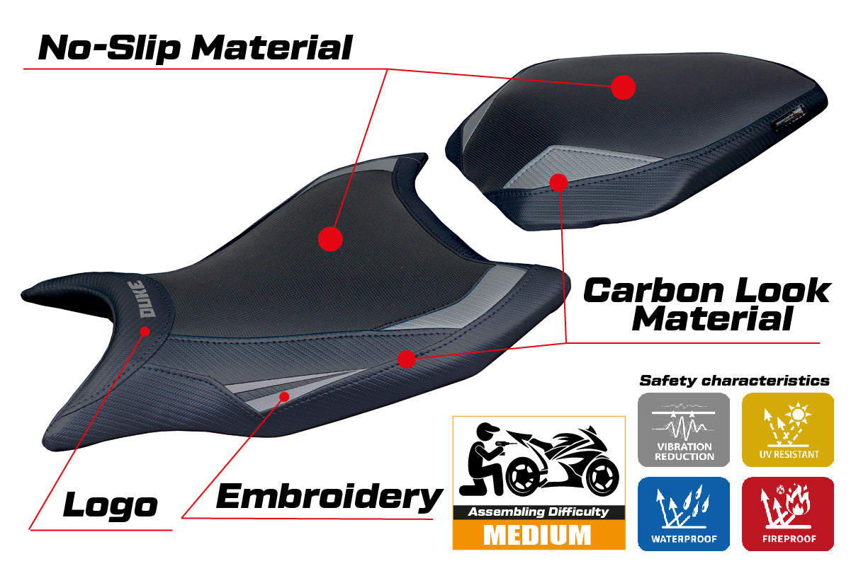 KTM 990 Duke 2024-2025 Seat Cover Tappezzeria Italia in Grey and Black