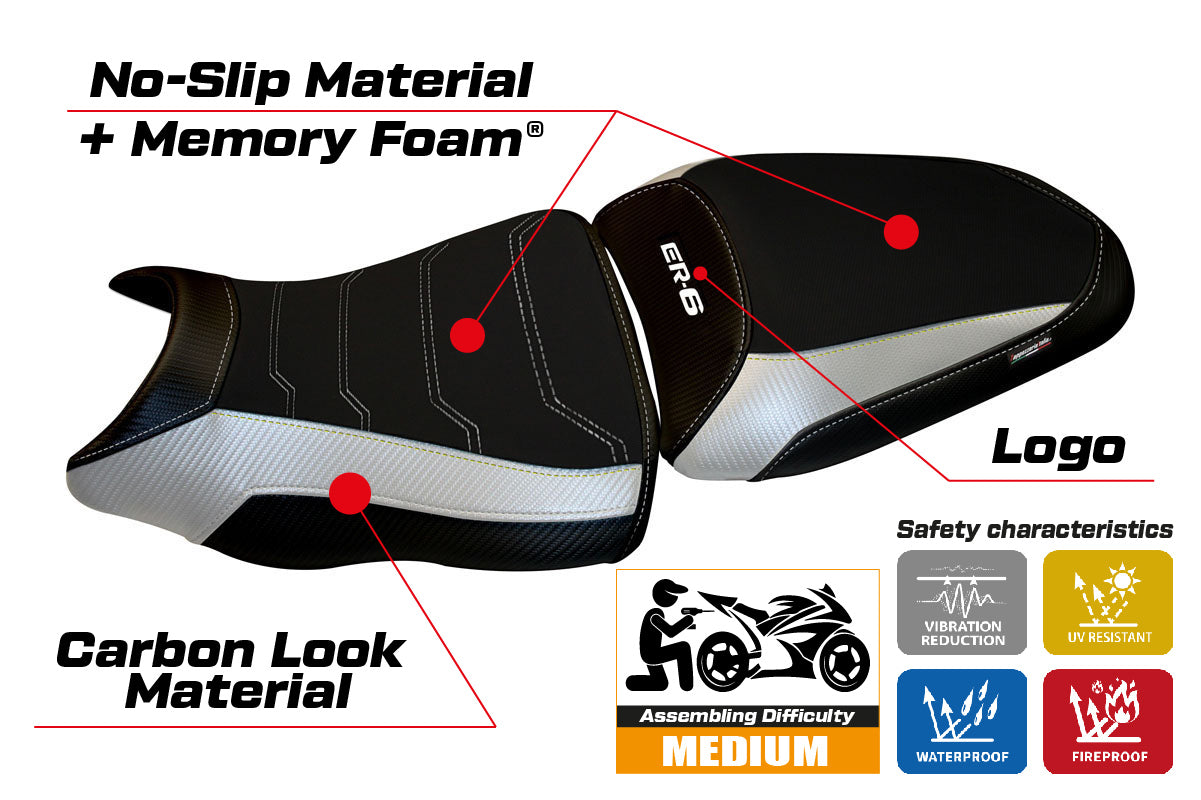 Kawasaki ER-6N ER-6F 2012-2016 Seat Cover Tappezzeria Italia Comfort in White