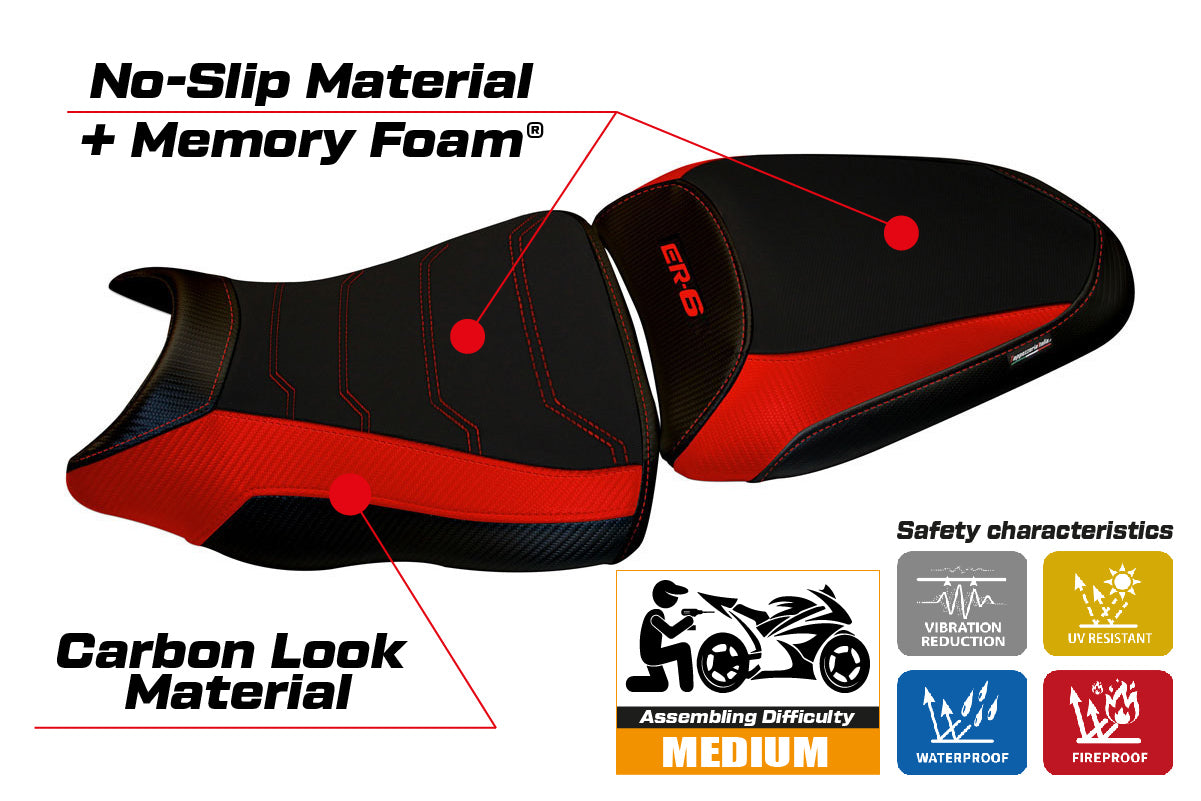 Kawasaki ER-6N ER-6F 2012-2016 Seat Cover Tappezzeria Italia Comfort in Red