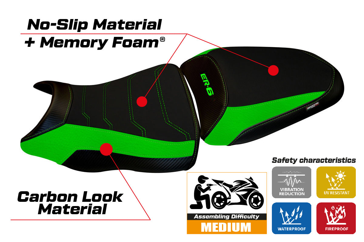 Kawasaki ER-6N ER-6F 2012-2016 Seat Cover Tappezzeria Italia Comfort in Green