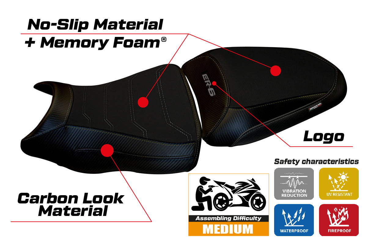 Kawasaki ER-6N ER-6F 2012-2016 Seat Cover Tappezzeria Italia Comfort in Black