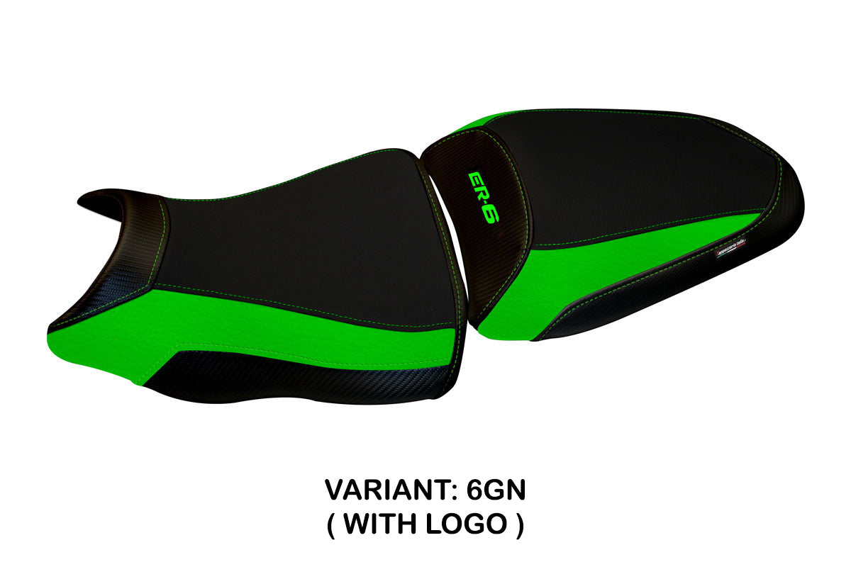 Kawasaki ER-6N ER-6F 2012-2016 Seat Cover Tappezzeria Italia in Green and Black
