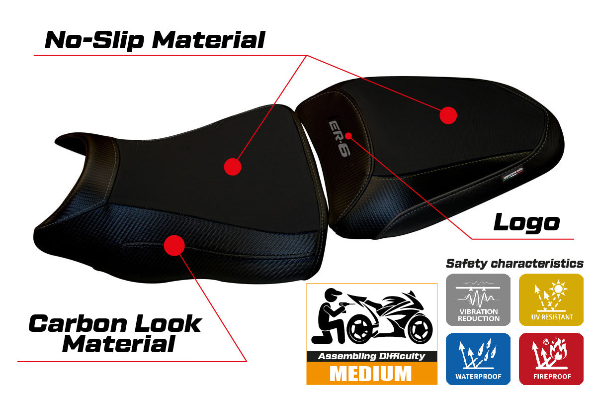 Kawasaki ER-6N ER-6F 2012-2016 Seat Cover Tappezzeria Italia in Black