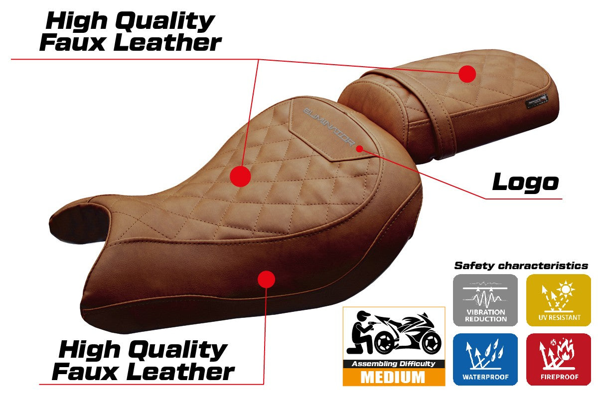 Kawasaki Eliminator 500 2024-2025 Seat Cover Tappezzeria Brown