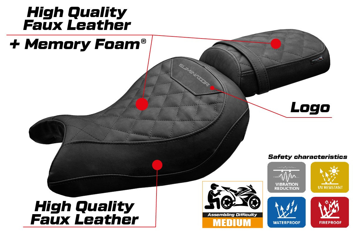 Kawasaki Eliminator 500 2024-2025 Seat Cover Tappezzeria Comfort Black