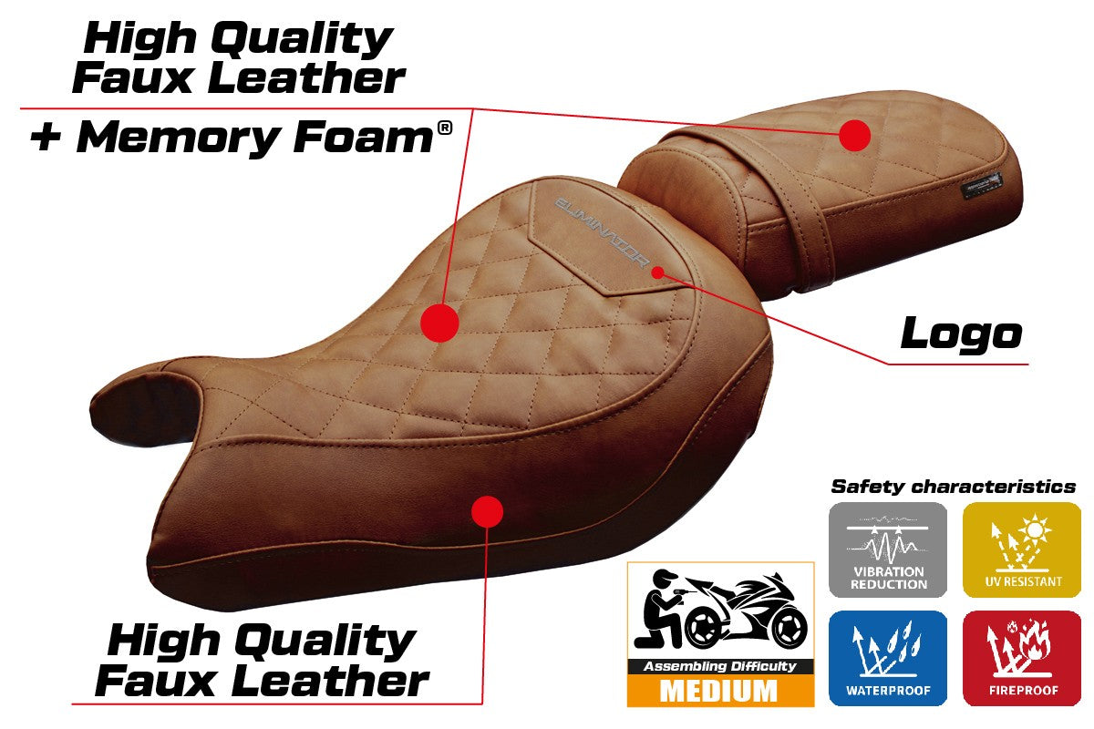 Kawasaki Eliminator 500 2024-2025 Seat Cover Tappezzeria Comfort Brown