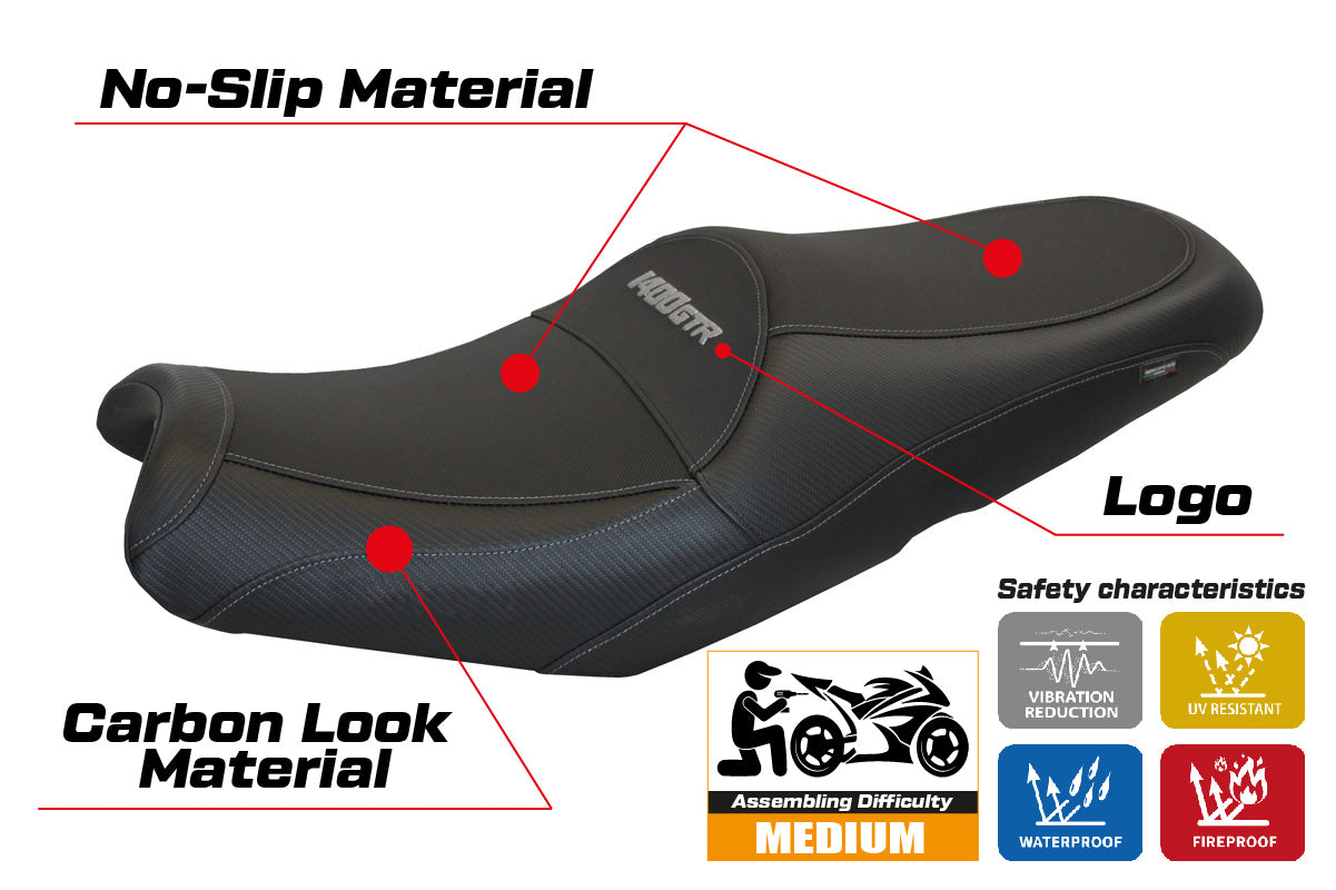 Kawasaki Concours 14 GTR 1400 2007-2016 Seat Cover Tappezzeria Italia in Black