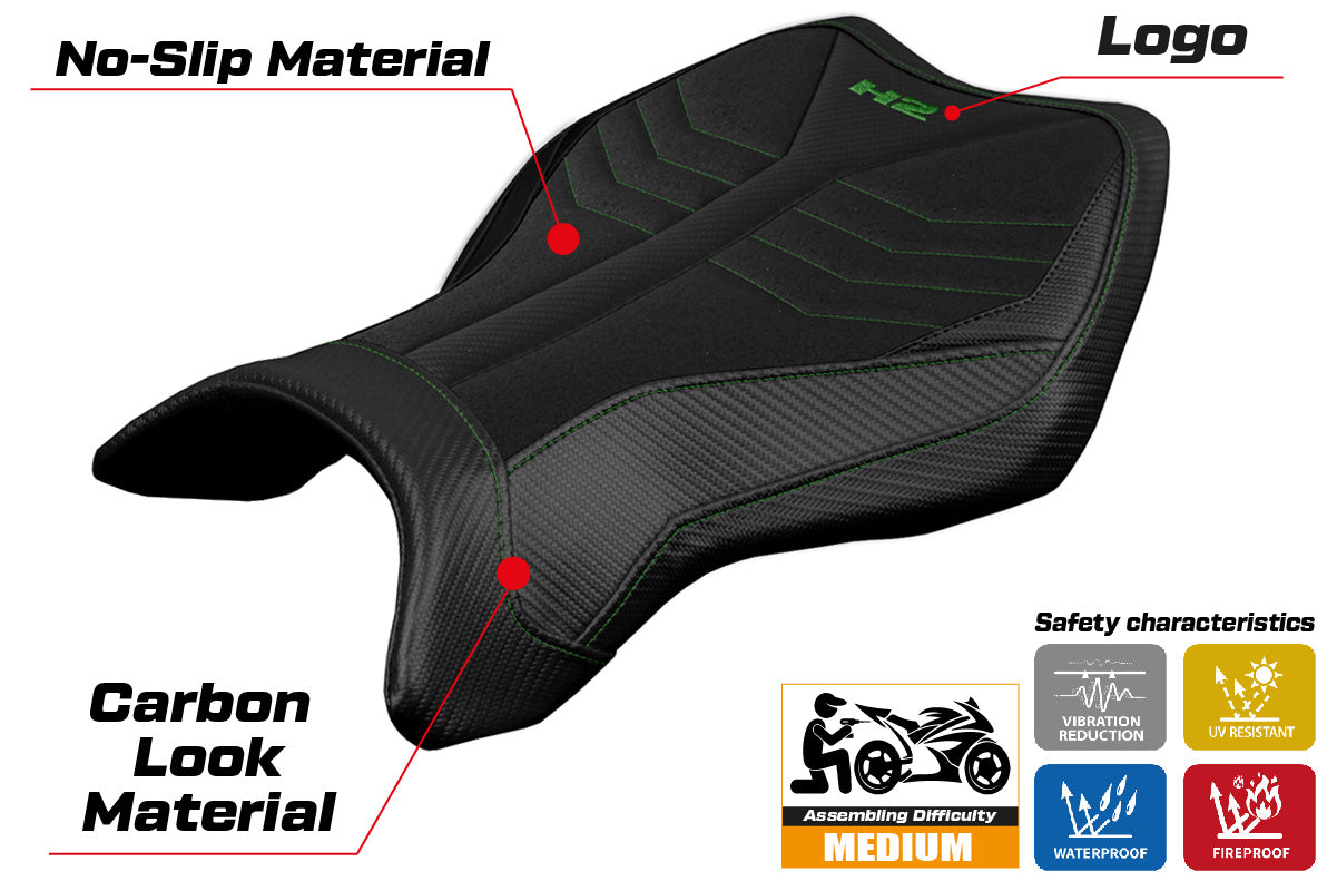 Kawasaki Ninja H2 H2R 2015-2025 Seat Cover Tappezzeria Italia Ultragrip in Black