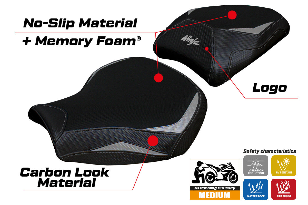 Kawasaki Ninja H2 1000SX 2018-2025 Seat Cover Tappezzeria Italia in Silver